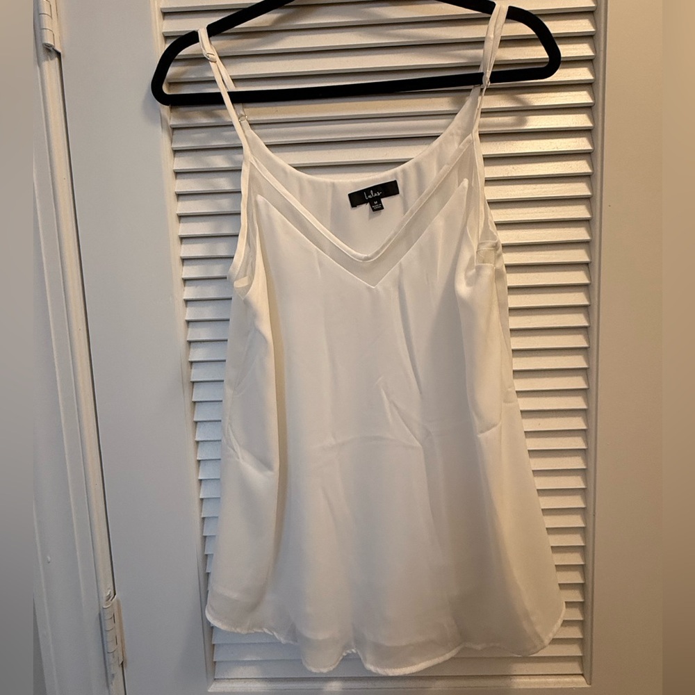 Lulus White Tank Top with mesh V - Size Medium